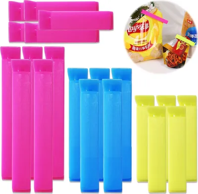 Produktbild von 20 bunte Lebensmittelbeutelclips, wiederverwendbare Beutelclips, halten Lebensmittel frisch, 4 Größen