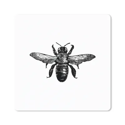 Produktbild von MuchoWow® Mauspad Mousepad Biene - Insekt - Vintage - Schwarz und weiß 20x20 cm - Mousepads - Maus Mat - Pad - Mausunterlage - Desk Mat - Bureauartikeln