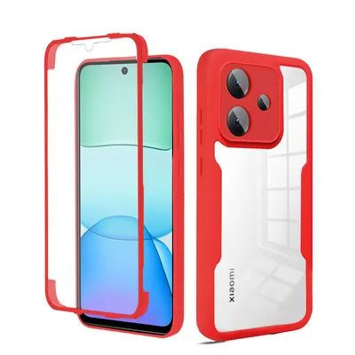 Produktbild von 360 Grad Handyhülle für Xiaomi Redmi 13 /Poco M6 Schutz Hülle mit Displayschutz Rot