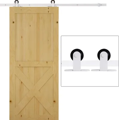 Produktbild von Fortuna Lai Schiebetüren-Beschlagsatz 183 cm Komplett-Set mit Schienen, Rollen, Schienenstopper, Bodenblock, Set Türschrauben, Schiebetürsystem aus Kohlenstoffstahl Weiß