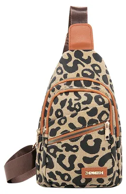 Damen Crossbody-Rucksack, wasserabweisend, Leopardenmuster, 18x7x30 cm