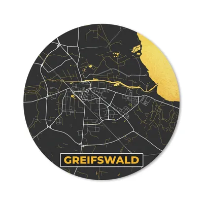 Produktbild von MuchoWow® Mauspad Mousepad Deutschland - Schwarz und Gold - Greifswald - Stadtplan - Karte 30x30 cm - Mousepads - Maus Mat - Pad - Mausunterlage - Tischunterlage - Schreibtischmatten