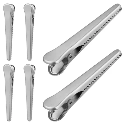 Edelstahl-Zakklemmen, 6 Stück, lebensmittelecht, 11,5 cm