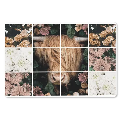 Produktbild von MuchoWow® Mauspad Mousepad Collage - Schottischer Highlander - Blumen 27x18 cm - Mousepads - Maus Mat - Pad - Mausunterlage - Büroartikel - Desk Matten