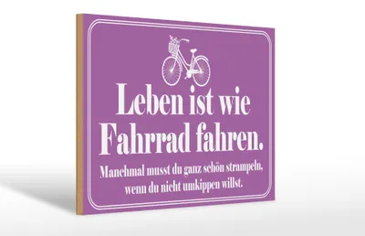 Produktbild von Holzschild Spruch 30x20cm Leben ist wie Fahrrad fahren