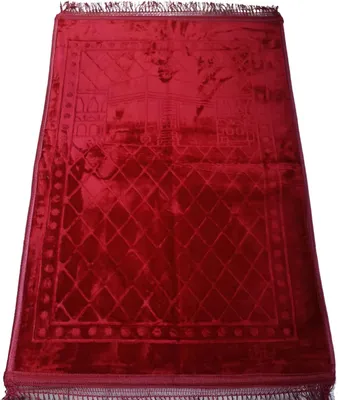 Produktbild von Gebetsteppich Weich Seccade Sejjade Rutschfest Namazlik Islamic Prayer Rug 80x120 cm, Rot