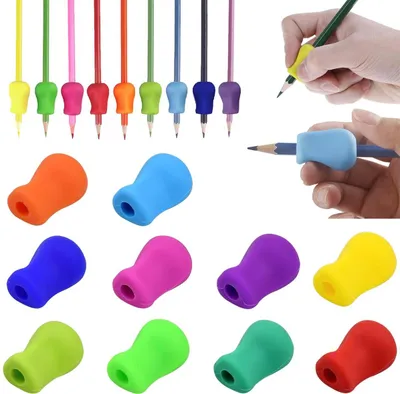 Produktbild von Ergonomischer Stifthalter für verschiedene Stifte, 10er Pack Kinder Stifthalter für Kinder Handschrift, Stifthalter Kinder, Silikon Ergonomischer Bleistifthalter für Links oder Rechts (10 Farben)