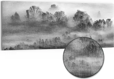 Produktbild von DEQORI Hybrid Leinwand Bild 150x60 cm 'Nebelgeflüster' Wandbild Glas flach modern