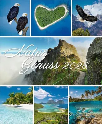 Immagine prodotto di NaturGenuss 2026: grande calendario da parete. Calendario artistico con collage naturalistici. Formato verticale 45,5 x 55 cm.