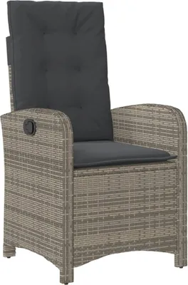 Produktbild von vidaXL Gartensessel Verstellbar mit Kissen Grau Poly Rattan