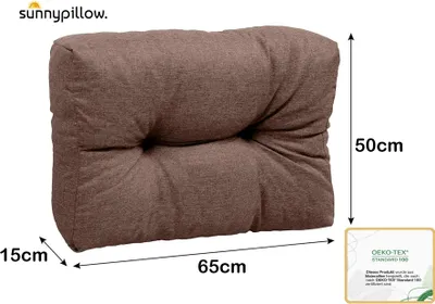 Produktbild von sunnypillow Palettenkissen für Gartenmöbel - Rückenkissen 65 x 50 cm - Rückenpolster für Bett und Sofa - Palettenpolster für Palettenmöbel - Gesteppte Gartenkissen - Rückenlehne, Seitenkissen Braun