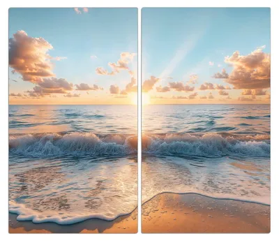 Produktbild von Spritzschutz Herdabdeckplatte Schneidebrett aus Glas Strand Sonnenuntergang 2-Teilig (60x52cm)