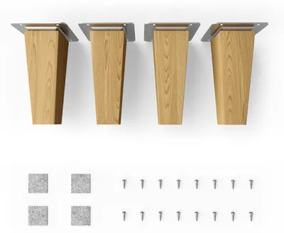 Produktbild von 4x sossai Holzfüße eckig - gerade Ausführung 12cm Eiche