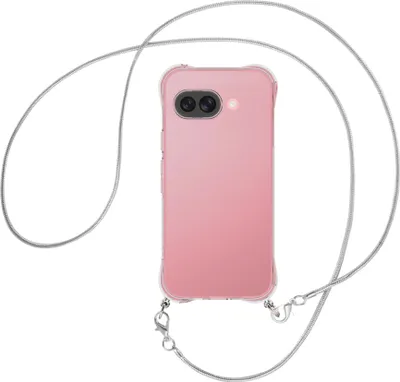 Produktbild von Handykette Backcover-Schutzhülle mit Band (Metall silberfarben) für Google Pixel 9A - silberfarbene Snake-Kette