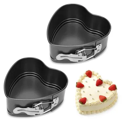 Productafbeelding van Hartvormige cakevorm, 12 cm, antiaanbaklaag, 2 stuks, zwart