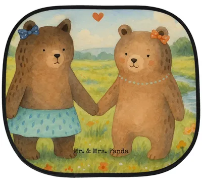 Produktbild von Mr. & Mrs. Panda Sonnenschutz Auto Bär Freundin Design - Weiß - Geschenk, saugnapf, Kfz, fenster, Teddy, Autoscheiben, Sonnenblende