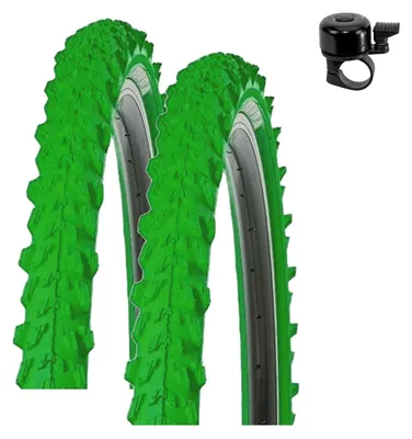 Produktbild von 2 x Kenda Pyscho K-829 MTB Fahrradreifen 24 x 1,95 (50-507) Grün inkl. Fahrradklingel