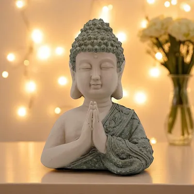 Produktbild von Kunststein Garten-Figur Buddha 24 x 33cm Dekofigur Skulptur Gartendeko