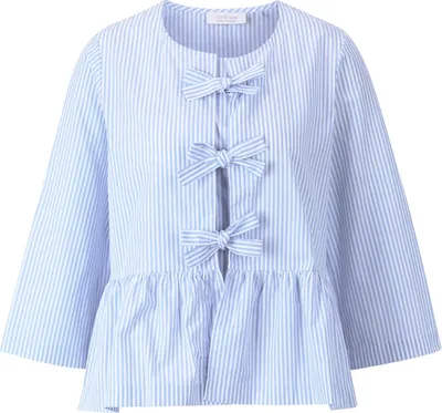 Produktbild von Rich & Royal Striped blouse with bow skyway blue 36