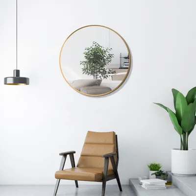 Produktbild von HOKO Runder Spiegel mit Metallrahmen 60 cm Dekorativer Wandspiegel für Badezimmer & Flur