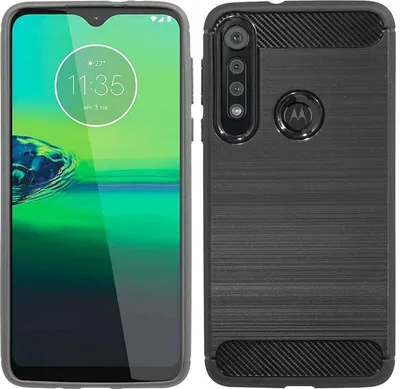 Produktbild von cofi1453 Silikon Hülle Carbon kompatibel mit MOTOROLA MOTO G8 PLAY TPU Case Soft Handyhülle Cover Schutzhülle Schwarz