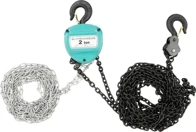 Image de Palan manuel à chaîne - Palan à chaîne - Capacité de charge 2000 kg - Hauteur de levage 6 m - Acier au manganèse G80 - Deux brins de chaîne - Chaîne 6 mm - Vert