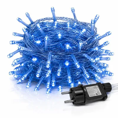 Produktbild von 20M 200LEDs 8 Modi Lichterkette Strom, Timer, Merkfunktion, LED Weihnachten Lichterkette Party Deko Licht Weihnachtsbaum Garten Beleuchtung, Blau