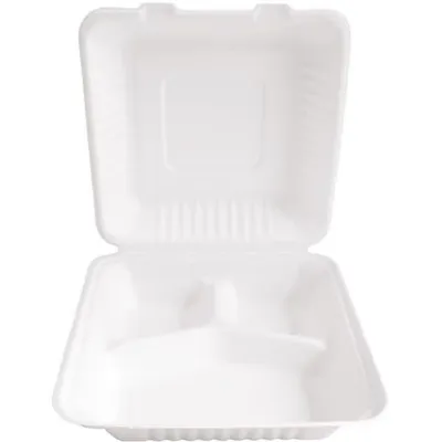 Produktbild von Einweg-Lunchbox 3-geteilt 22,5x20cm weiß VE=25 Stück