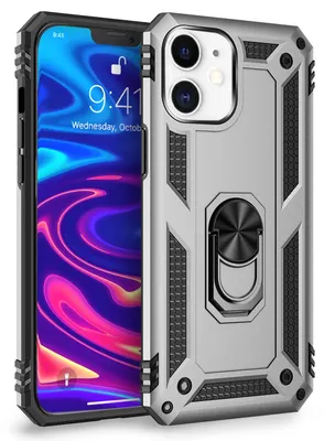 Produktbild von NALIA Ring Hülle für iPhone 12/ iPhone 12 Pro, Handy Hard Case Schutz Cover Etui Silber