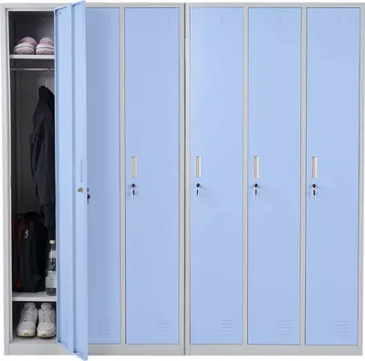 Produktbild von Schließfach Boston T829, Spind Wertfachschrank Schließfachschrank, Metall 6 Fächer  blau