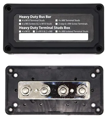 Zdjęcie produktu dla BusBar Box 4 x śruby łączące M8 z pokrywą i śrubami mocującymi czarny