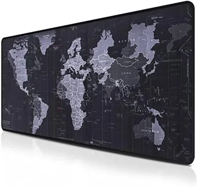 Productafbeelding van PromoHome® Gaming-muismat met wereldkaart – XXL-formaat (80x30 cm), antislip ondergrond voor precisie en snelheid