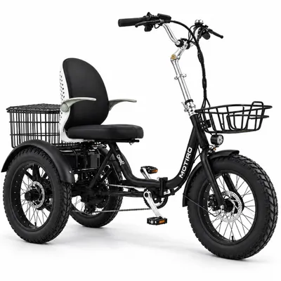 Productafbeelding van Motiro M43 elektrische driewieler voor volwassenen, zwart – fatbike 20/18", opvouwbaar, vering, 48 V 15 Ah, tot 60 km, 2 manden
