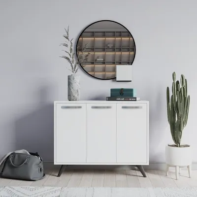 Produktbild von Skye Decor, Piffa - White, Mehrzweckschrank, Weiß, 100 % MELAMINBESCHICHTETE SPANPLATTEN, 100 x 35 x 82 cm