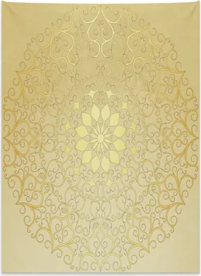 Produktbild von Abakuhaus Mandala Wandteppich, Antikes stilisiertes Herz aus Weiches Mikrofaser Stoff Kein Verblassen Klare Farben Waschbar, 110 x 150 cm, Hellgelb Gelb