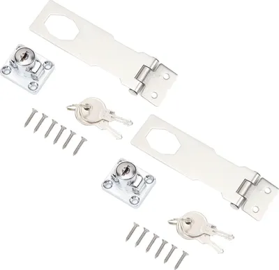 Obrázek produktu pro 2ks zámků HaSP s klíčem 201 Nerezová ocel Zinková slitina Twist Knob Catch Latch Security Lock pro dveře Silver