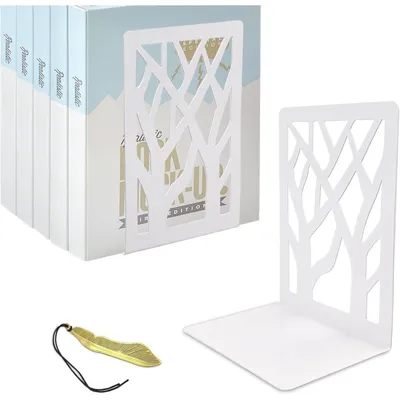 Productafbeelding van Metalen boekensteunen, wit, 1 paar, 12x9x16 cm