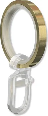 Produktbild von Interdeco Ringe mit Gleiteinlage und Faltenhaken, Gardinenringe mit Einlage für Gardinenstangen 20 mm Ø, Messing-Optik (Packung 10 Stück)
