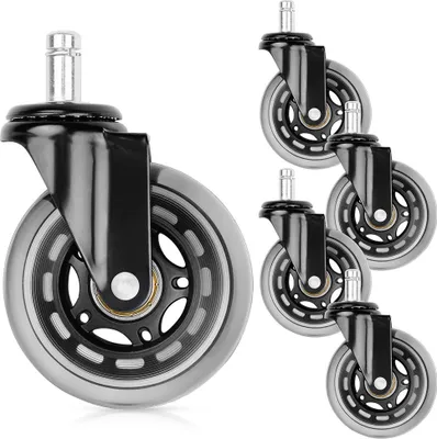 Produktbild von 5x Drehbare Bürostuhlrollen aus Silikonkautschuk, 11 mm