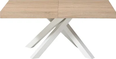Produktbild von Klappbarer Esstisch für 6 bis 10 Personen aus MDF und Metall - Natur und weiß - CATONAV
