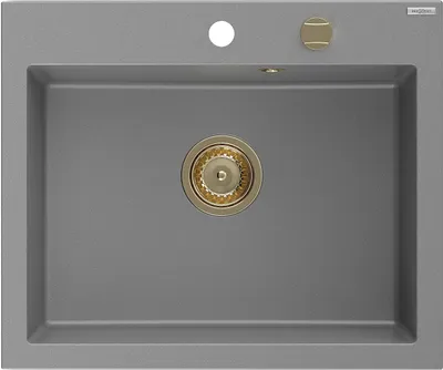 Image de Mexen Elix évier en granit 1 bac 600 x 500 mm, gris, siphon doré - 6525601005-71-G