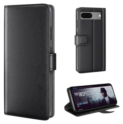 Produktbild von Echtleder Handyhülle für Google Pixel 8 Lederhülle Cover Case Tasche Klapphülle Fliphülle Leder Hülle Farbe: Schwarz