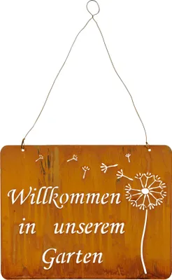 Produktbild von Schild Willkommen Im Garten 31x25cm Deko Rost Rostdeko Pusteblume Eisen Wandbild