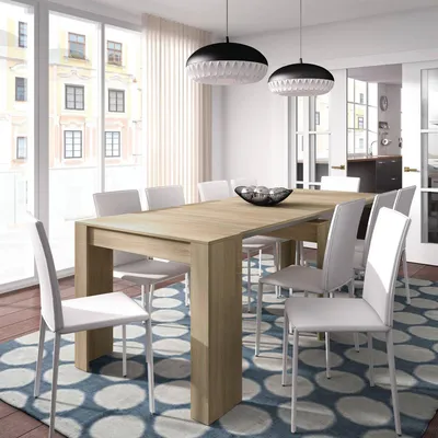 Produktbild von Konsolentisch Dboc, Ausziehbarer Esstisch, Tisch mit Mehrzweckverlängerungen, die auf bis zu 10 Sitzplätze erWeißert werden können, 51/237x90h78 cm, Eiche