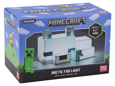 Imagen del producto de Lámpara de noche 3D de Paladone, con forma de Polarfuchs de Minecraft, con licencia oficial y diseño adorable
