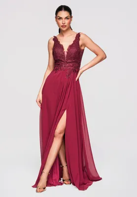 Produktbild von LARICA Maxikleid Abendkleid Ausgestelltes Kleid Romantisch LA-OM-DLR308 burgundy M