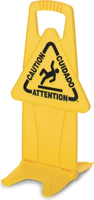 Produktbild von Warnschild gelb Achtung Rutschgefahr m.ausklappbarem Standfuß