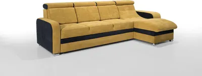 Produktbild von Robin Bristol Ecksofa mit Schlaffunktion Bettkasten Verstellbare Kopfstützen Sofa L-Form Schlafsofa Freistehende Eckcouch Schlafcouch Wohnzimmermöbel Wohnlandschaft Rechts (Senfgelb Schwarz)