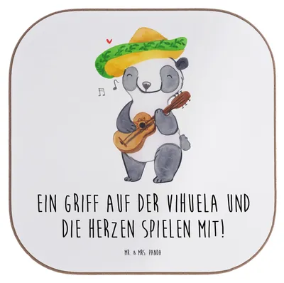 Produktbild von Mr. & Mrs. Panda Holzuntersetzer Vihuela Herzklang - Weiß - Geschenk, historische Musik, gläseruntersetzer, Coaster, Saiteninstrument, Instrument, Musikinstrument, Lernen