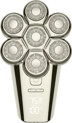 Produktbild von 5-in-1-Elektrorasierer, 7D-Float-Scherkoepfe, kabelloses, wiederaufladbares Pflegeset fuer Maenner, Nass-/Trockenrasierer fuer Glatzen mit LED-Anzeige, IPX7-wasserdicht